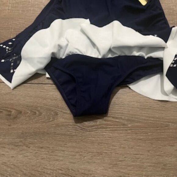 NEW Profile By Gottex One Piece Swimsuit Navy Blue Ruched Women’s Size‎ 6D NWT - Picture 5 of 12